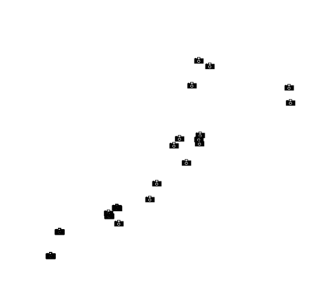 Screenshot of distribution of camera GPS points in QGIS