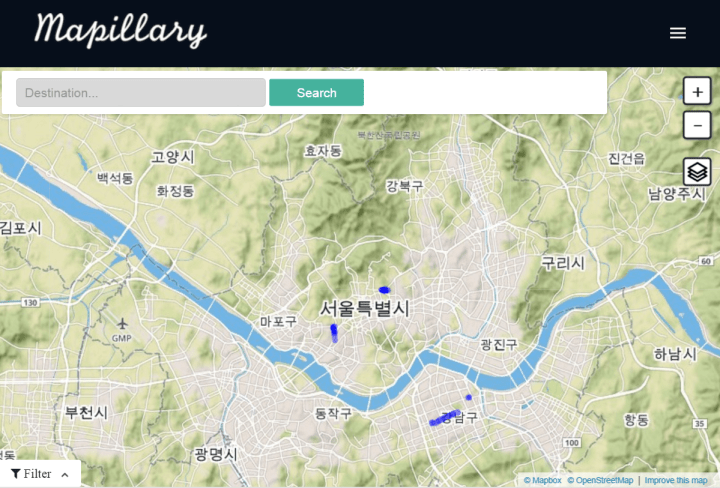 Screen shot of Mapillary overview of Seoul