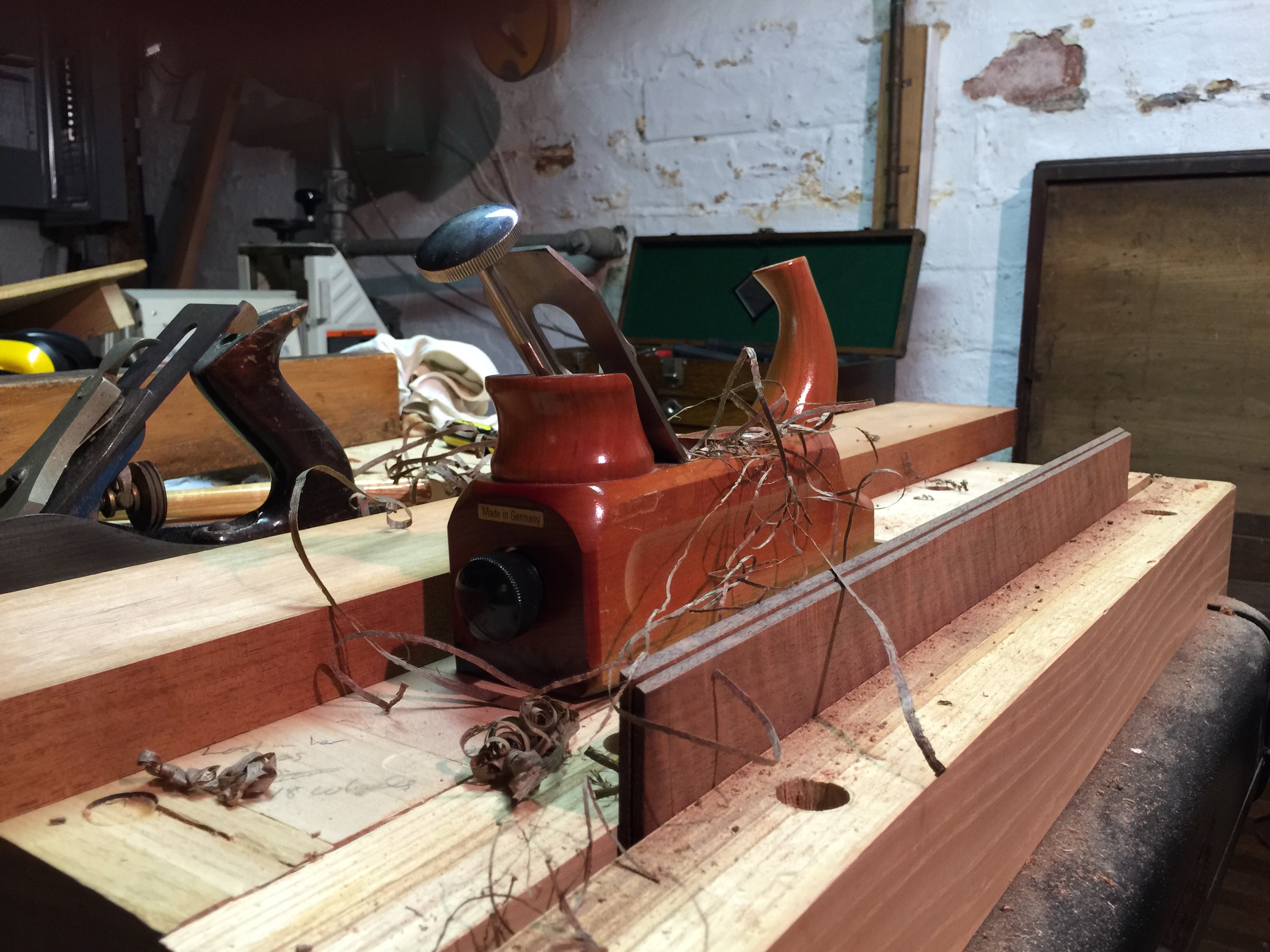 Curls of walnut from the German E.C. Emmerich Primus Plane.