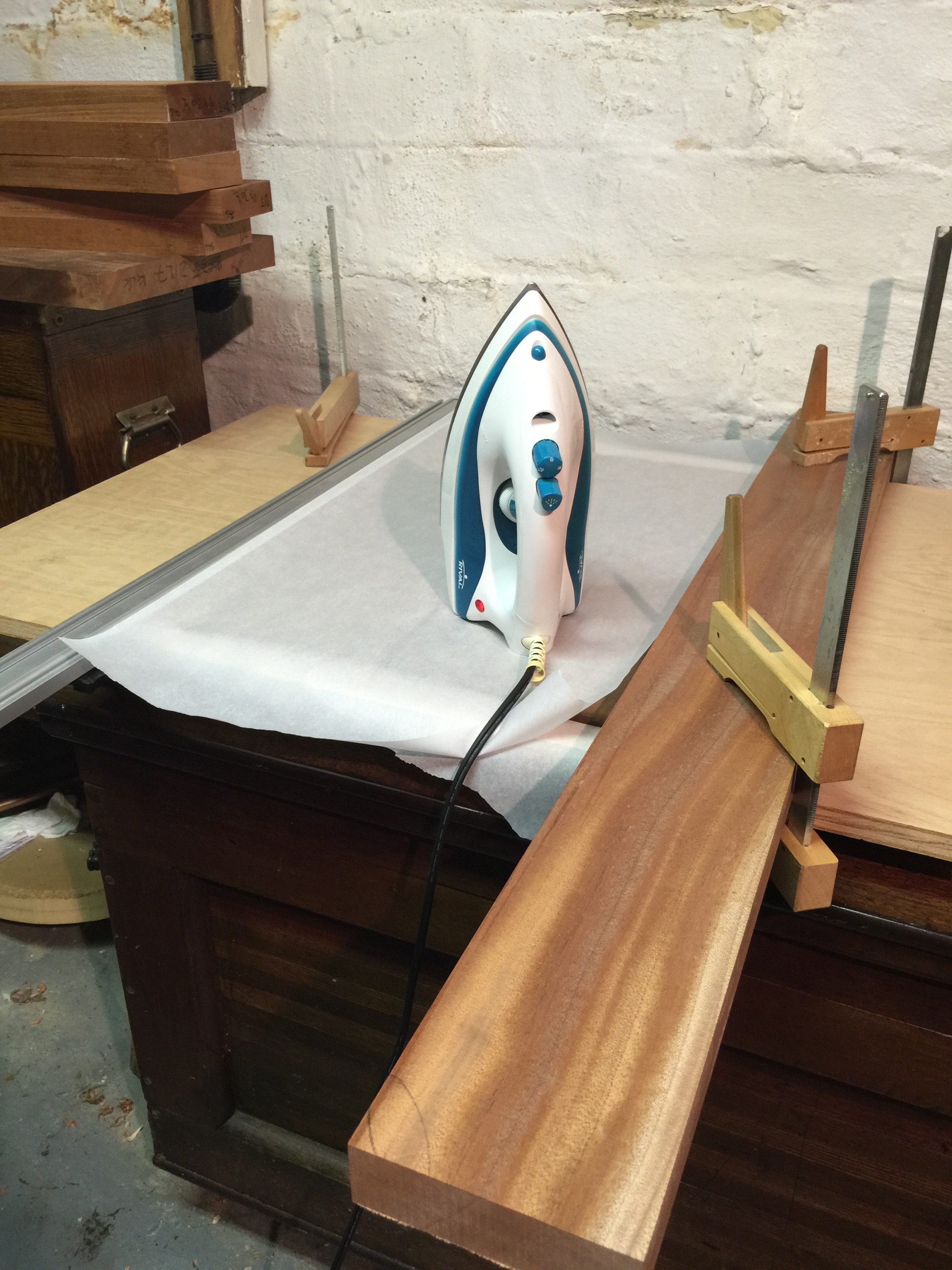 And... it was a bad joint, or badly assembled. Some parchment paper and an iron lets me separate and start over with no drama.