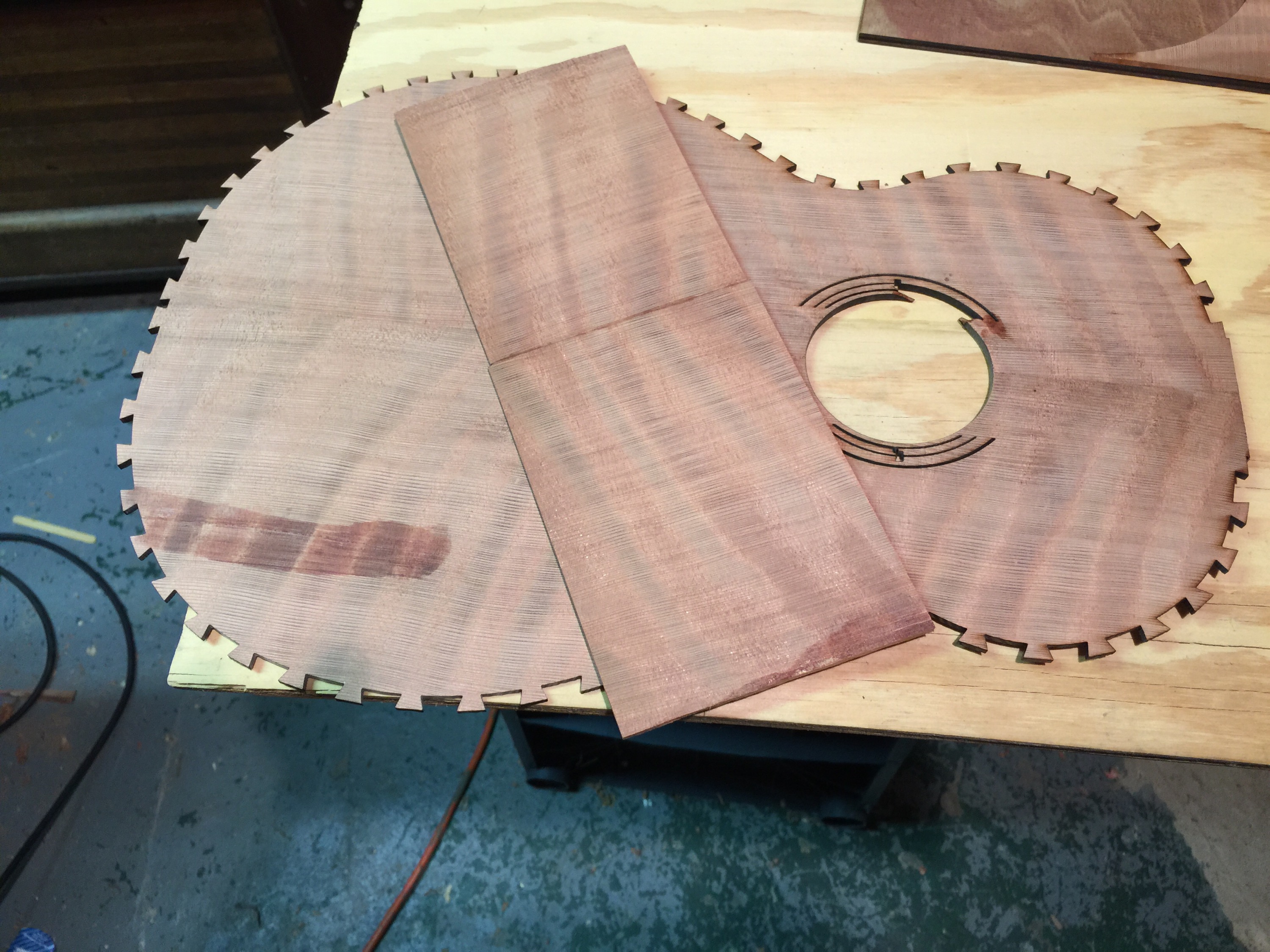 Sanding blow out on the soundhole / rosette + piece of patch wood for said soundhole...