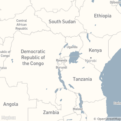 Map of East Africa centered on Rwanda