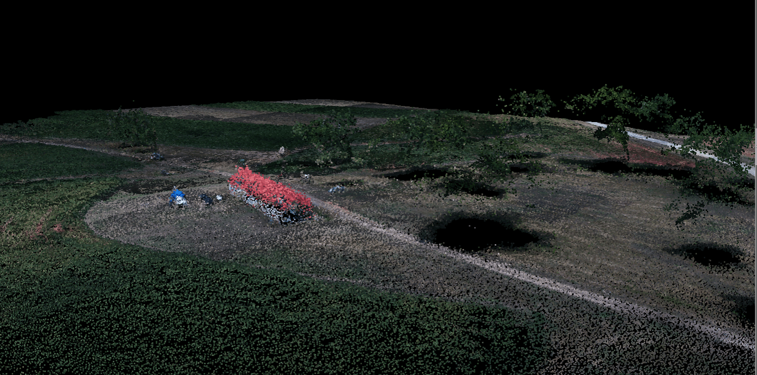 Point cloud including building and trees
