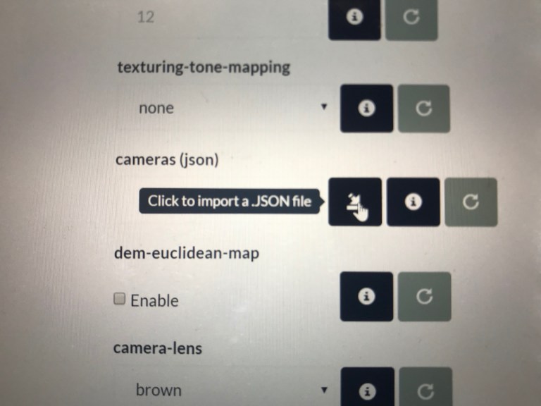 Cameras option in WebODM for importing camera parameters